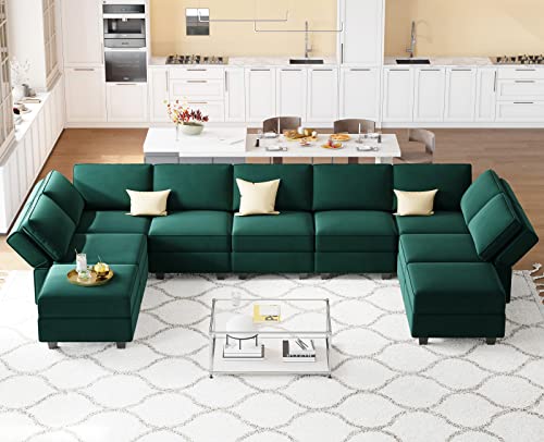 Modular Velvet Sectional Sofa with Chaise Lounge and Storage X4138