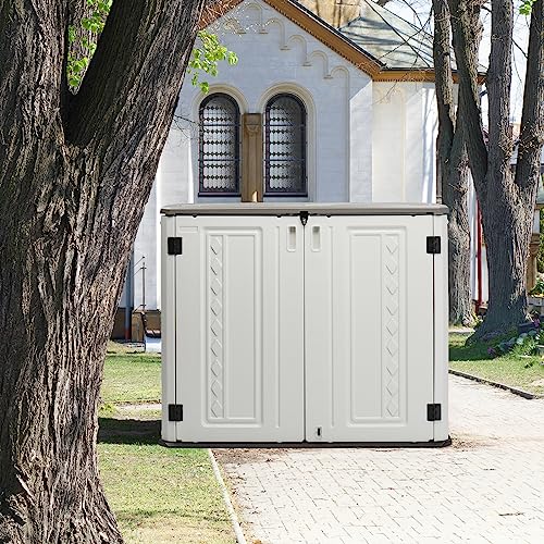 Outdoor Storage Shed, Resin Cabinet with Lockable Weatherproof Design O6489