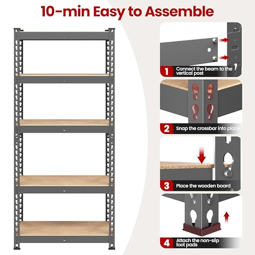5-Tier Adjustable Metal Shelving Unit for Garage, Pantry, and Warehouse M7734