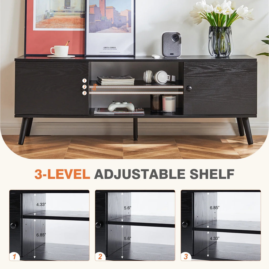 TV Stand Entertainment Center for TVs up to 65-inch, Black V62313