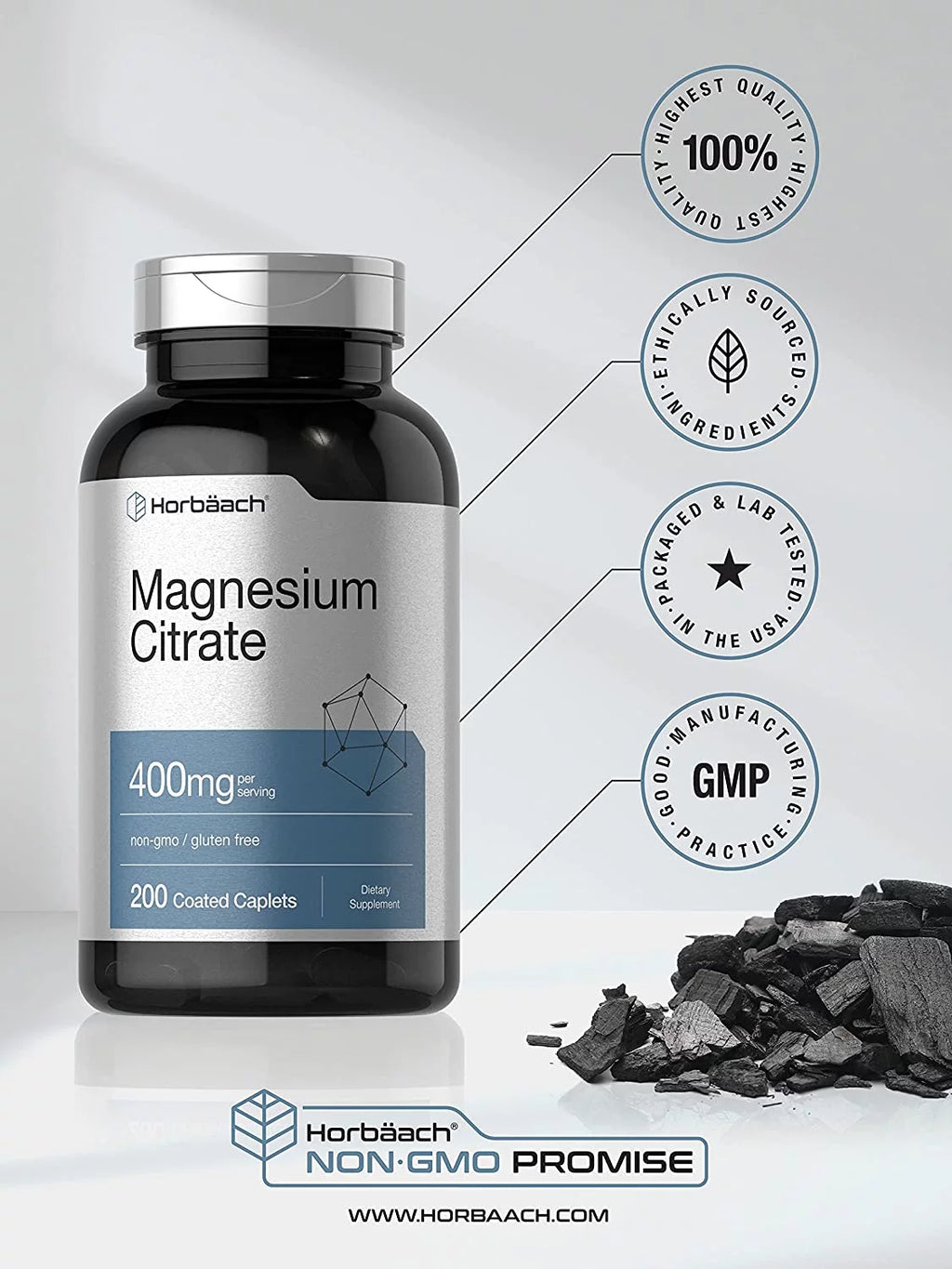 Magnesium Citrate 400mg Caplets, Vegetarian Formula T34788