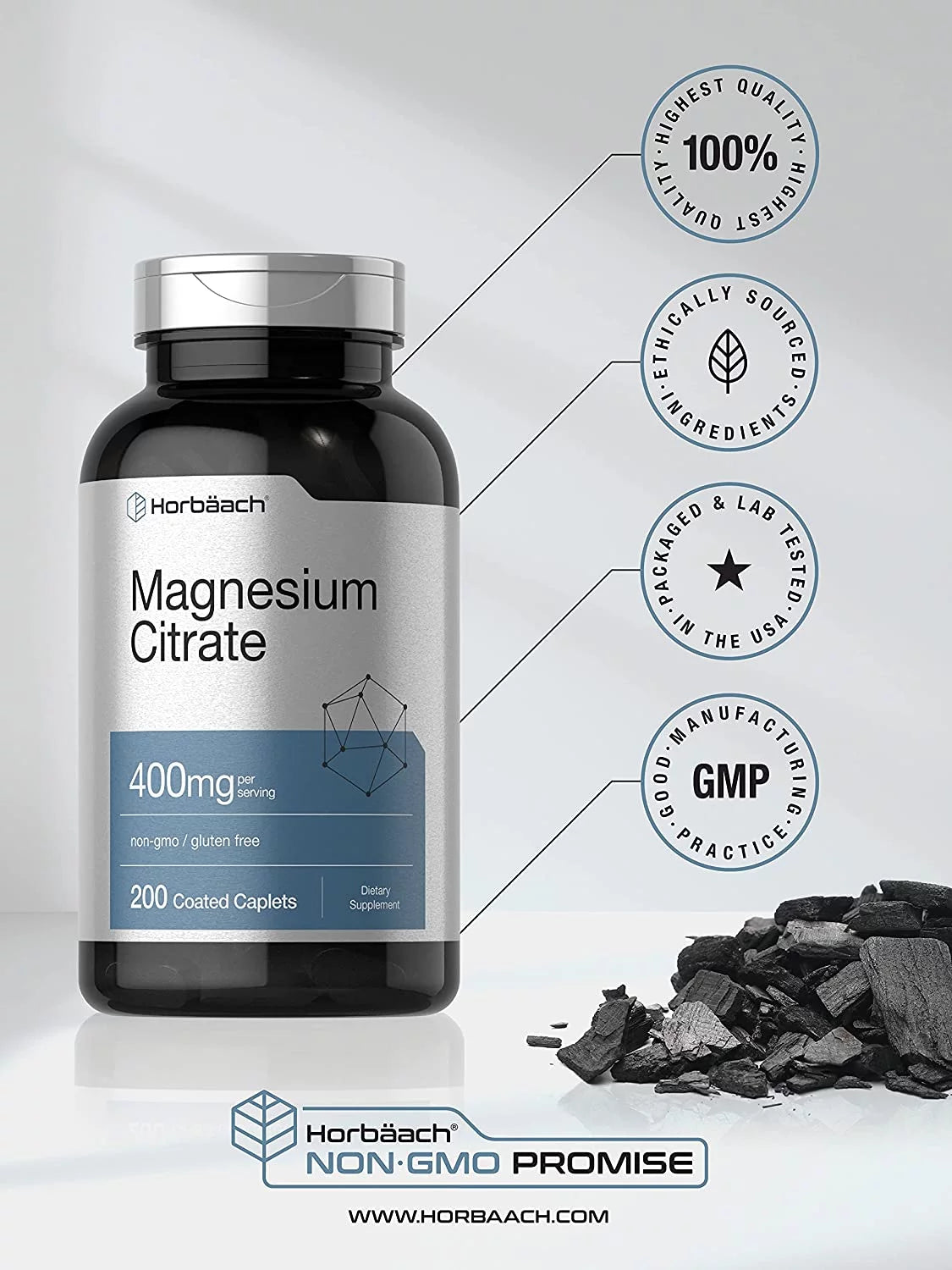 Magnesium Citrate 400mg Caplets, Vegetarian Formula T34788