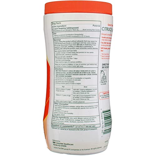 Fiber Therapy Powder for Occasional Constipation Relief, Orange Flavor, 30 oz (Pack of 3) P640