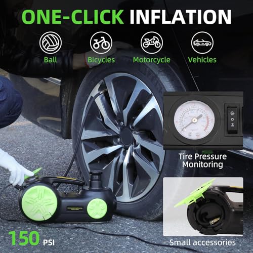 Car Jack 5 Ton 12V Hydraulic Floor Jack with Tire Pump for SUV Truck Sedan Y8373
