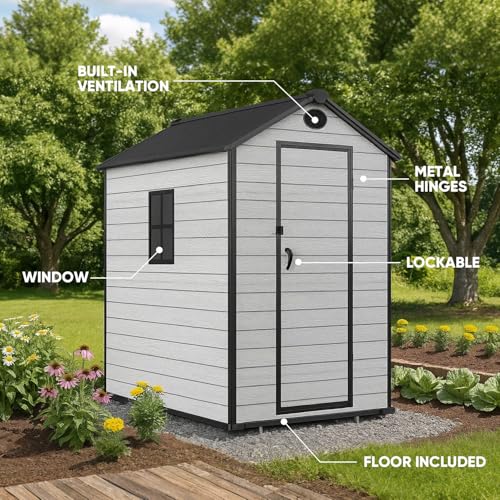 Resin Outdoor Storage Shed with Floor and Lockable Door G844