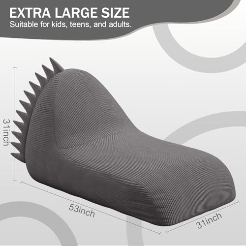 Unicorn Bean Bag Chair for Kids with Filler, Corduroy Floor Lounger, Pink W9694