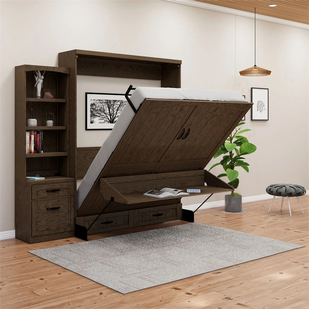 Queen Murphy Wall Bed with Desk and Shelf Storage N66383