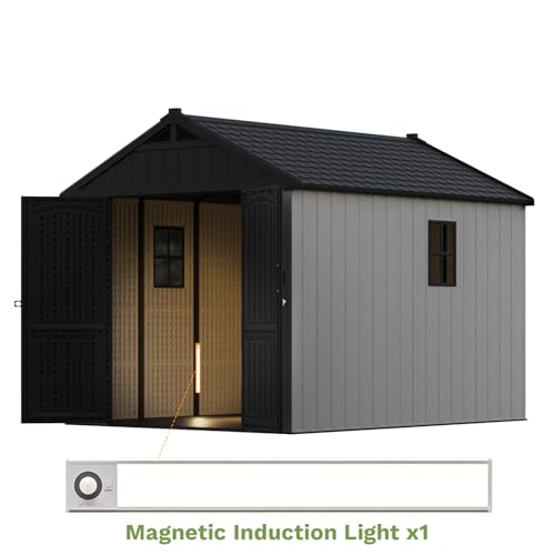Outdoor Plastic Storage Shed with Floor, Window and Lockable Door A4787