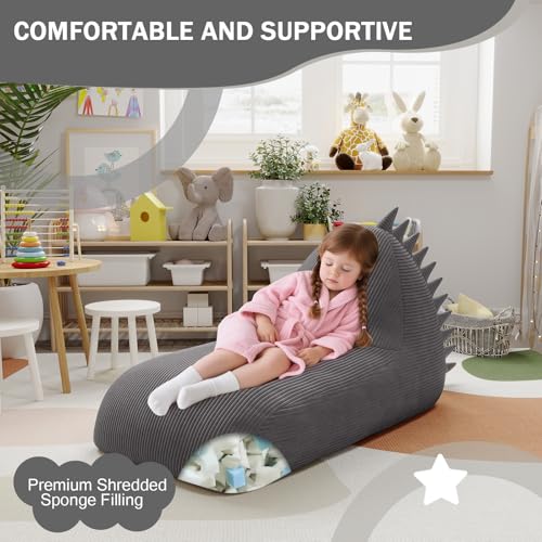 Unicorn Bean Bag Chair for Kids with Filler, Corduroy Floor Lounger, Pink W9694