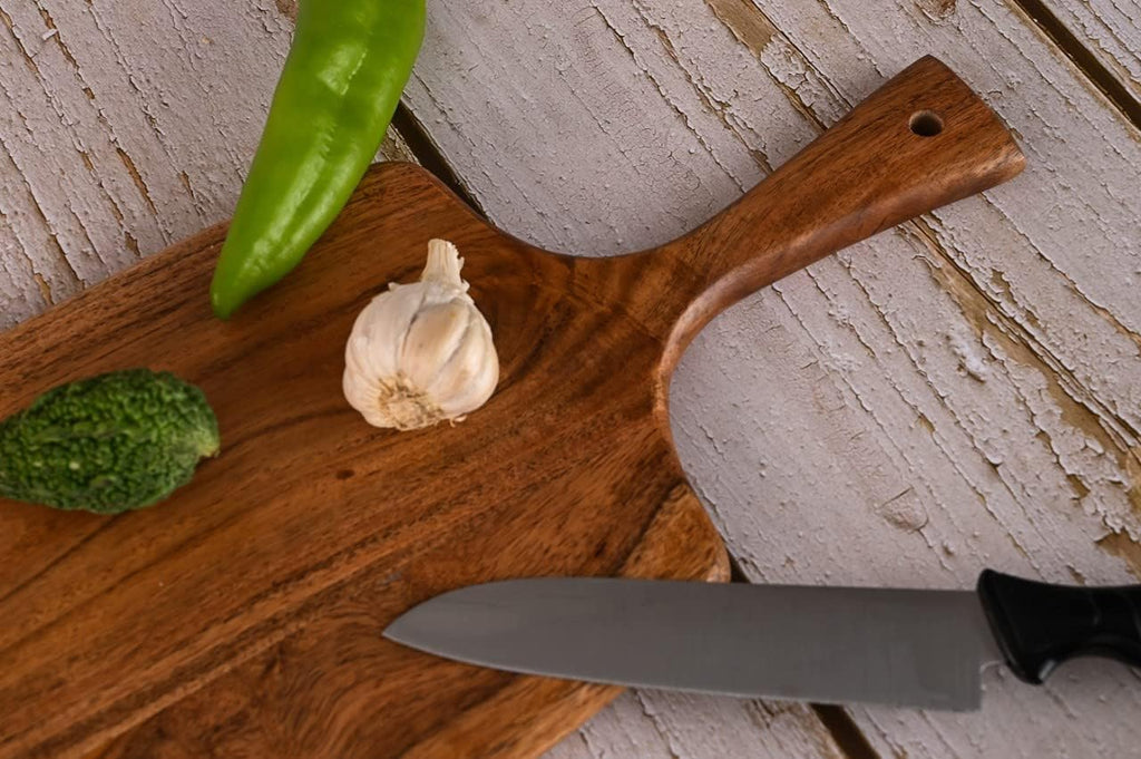 Acacia Wood Cutting Board for Kitchen Chopping and Serving, 17 by 7 Inches O22631