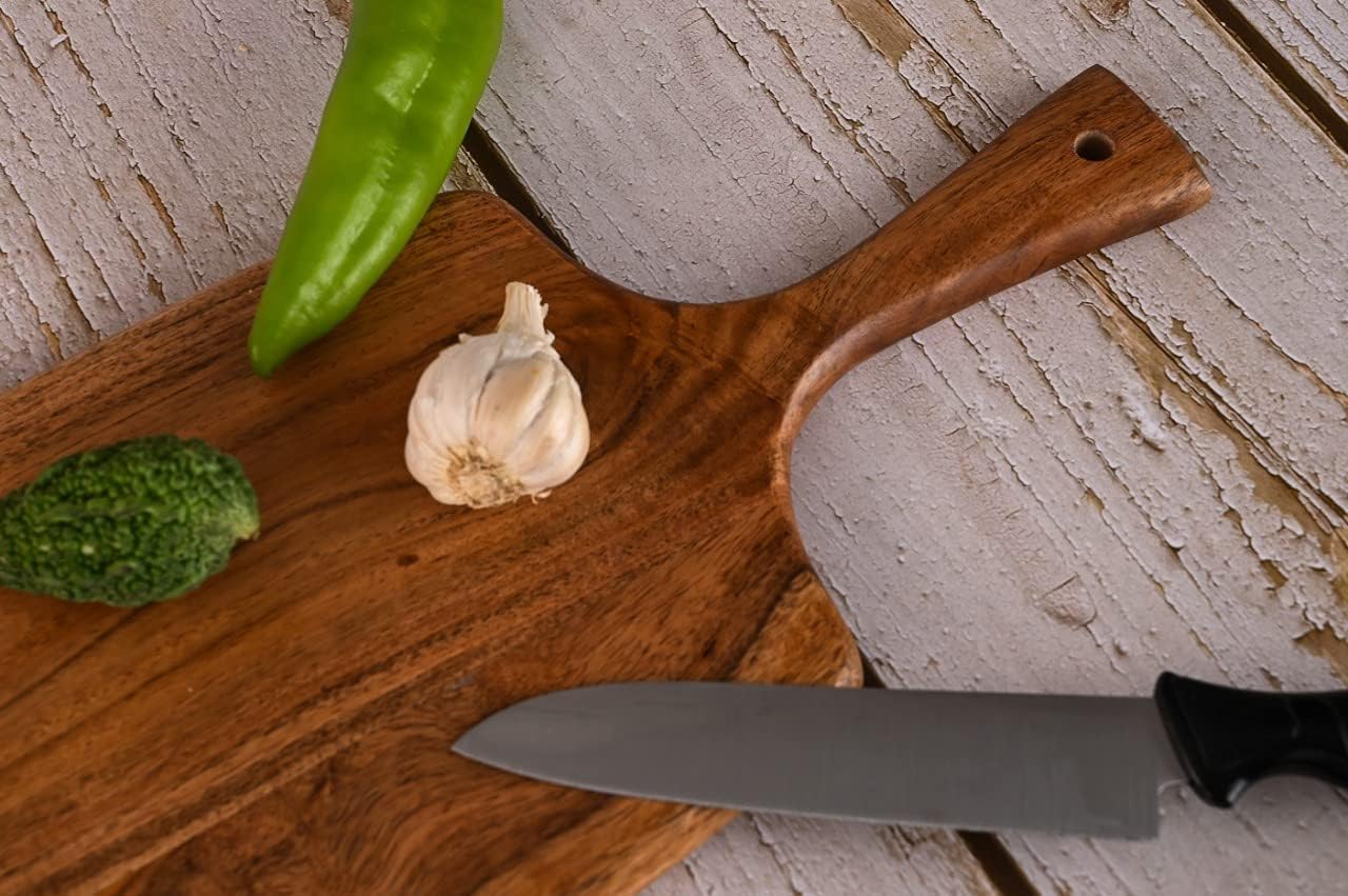 Acacia Wood Cutting Board for Kitchen Chopping and Serving, 17 by 7 Inches O22631