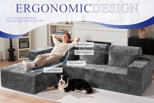L-Shape Modular Sectional Sofa with Deep Seat, No Assembly Required C597556