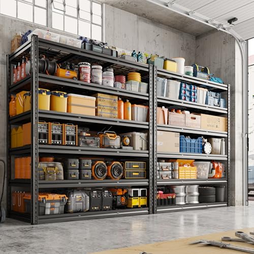 60" W Garage Shelving, 5-Tier Heavy Duty Metal Storage Shelves B8137