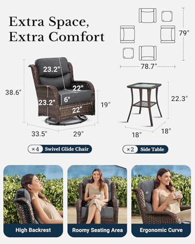 Outdoor Wicker Conversation Set with Cushions, 7 Pieces P4930