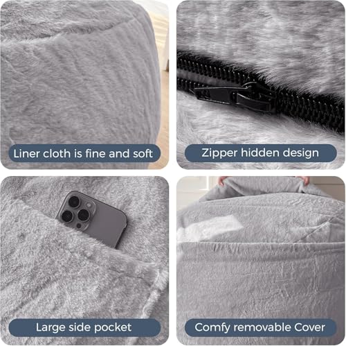 Giant Bean Bag Chair Bed for Adults, Convertible Floor Sofa Mattress R473823