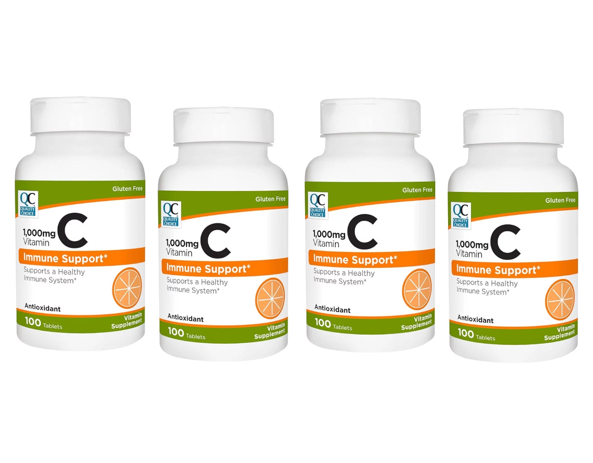 Quality Choice 1000mg Vitamin C Immune Support Antioxidant Tablets, 100 Count - Pack of 4