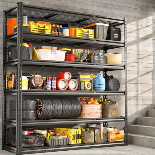 60" W Garage Shelving, 5-Tier Heavy Duty Metal Storage Shelves B8137