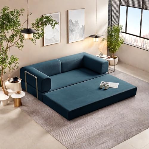 Foldable Floor Sofa Bed with Pillow Back and Armrest, Dark Gray S29408