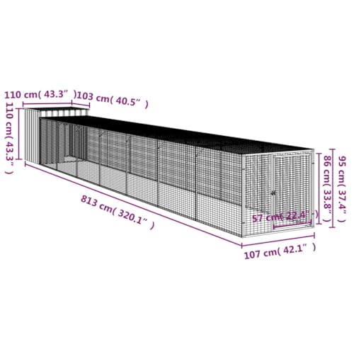 Galvanized Steel Chicken Cage with Extended Run and Protective Roof S804