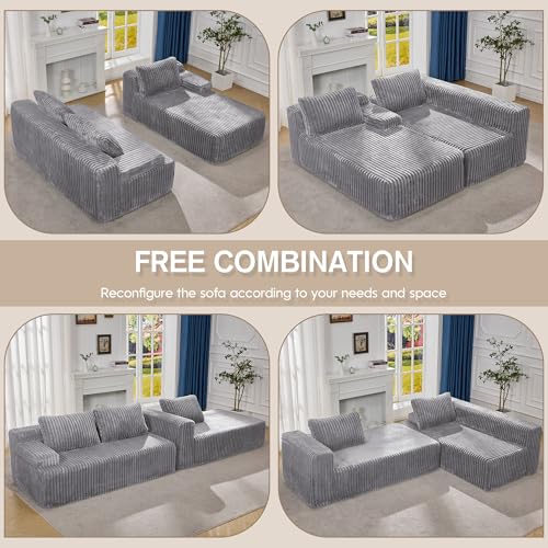 Modular L-Shape Sectional Sofa with Oversized Chaise A47792