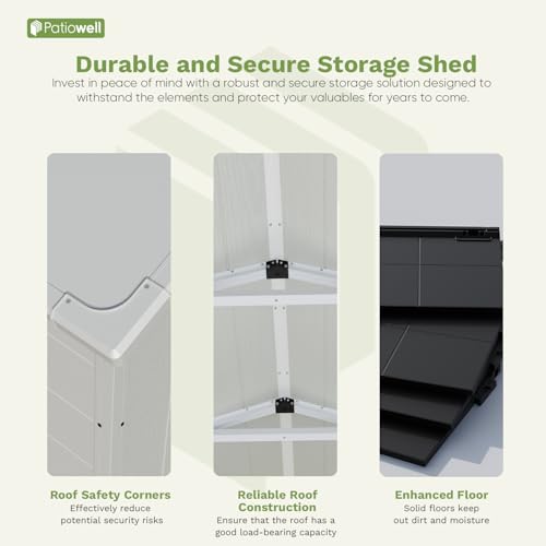 6 x 8 FT Plastic Outdoor Storage Shed with Floor and Lockable Door D7513