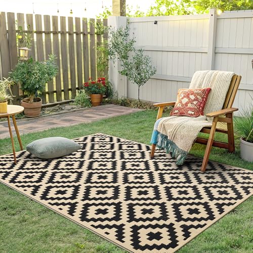 Waterproof Outdoor Rug 5x8 ft, Reversible Plastic Straw Patio Mat Z2613