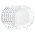 Corelle Vitrelle 6-Piece Salad Appetizer Plate Set, Triple Layer Glass and Chip Resistant, 6-3/4-Inch Lightweight Round Plates, Winter Frost White