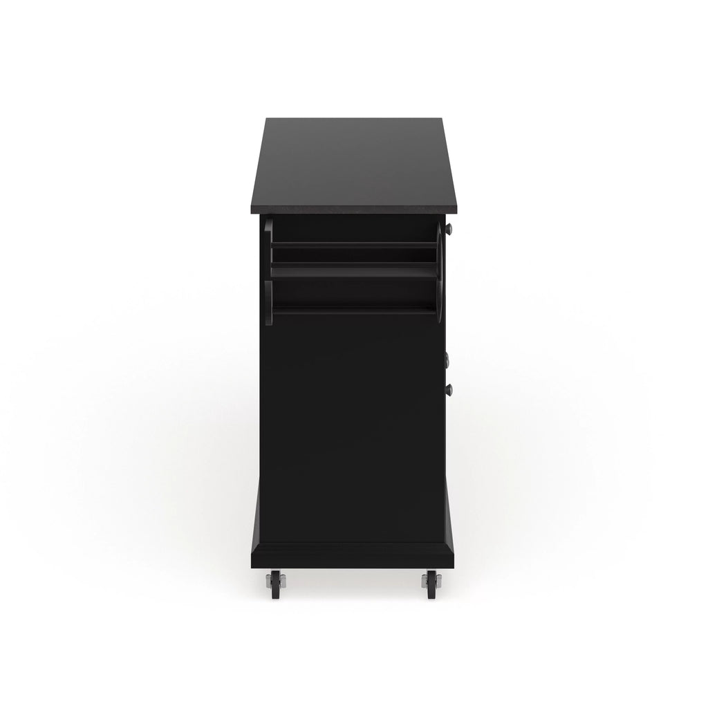 Black Wood Kitchen Cart with Granite Top L1898