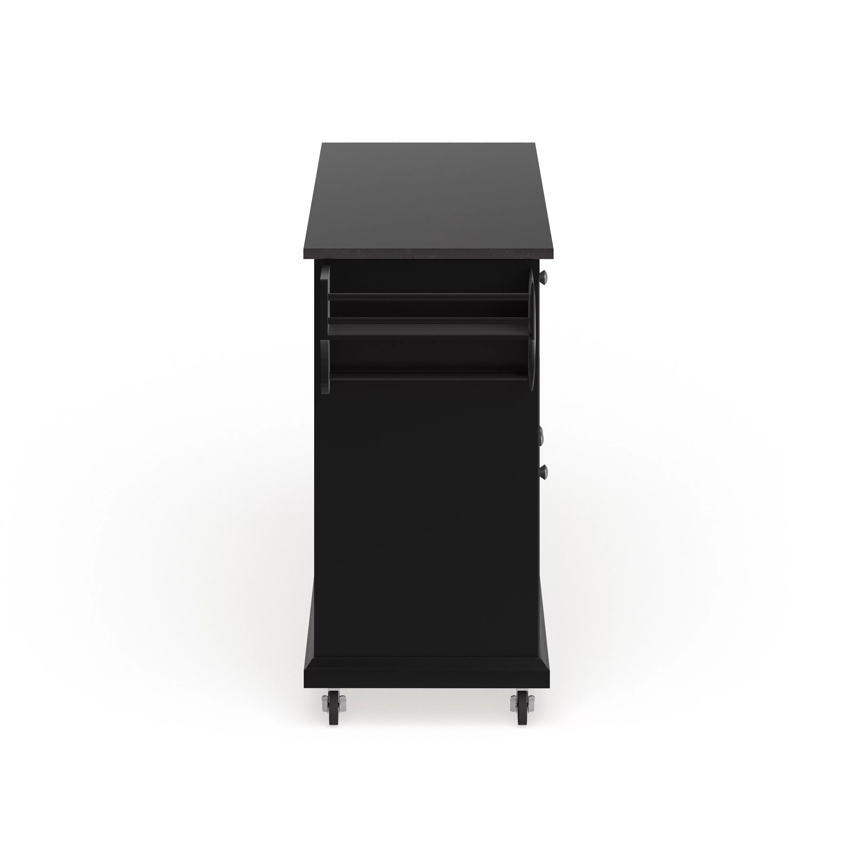 Black Wood Kitchen Cart with Granite Top L1898