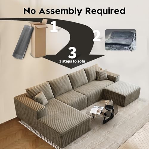 Modular Sectional Sofa with Ottoman, U-Shaped Deep Seat Couch for Living Room O870