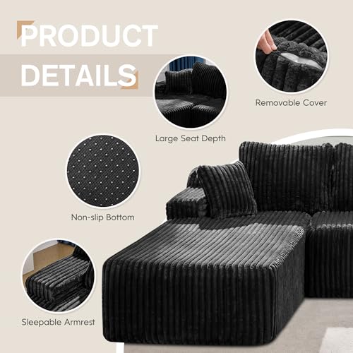 Modular L-Shape Sectional Sofa with Oversized Chaise A47792