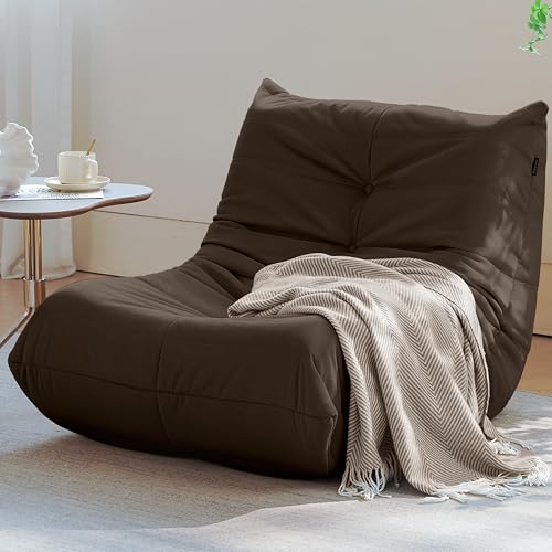 Bean Bag Chair for Adults, Suede & Microfiber Corner Lounge Sofa, 3-Seater, Beige F9802
