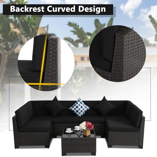 Outdoor Sectional Sofa Set with Cushions and Glass Coffee Table T1708