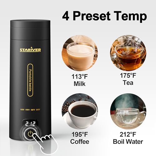 Portable Electric Kettle, Mini Hot Water Boiler with 4 Temperature Keep-Warm Q740943