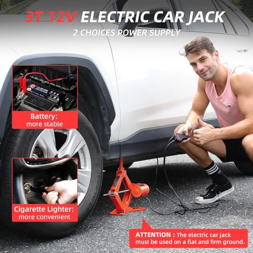 Electric Car Jack 3T Scissor Floor Jack Set 12V Automatic Vehicle Lift Kit for Tire Change L9182