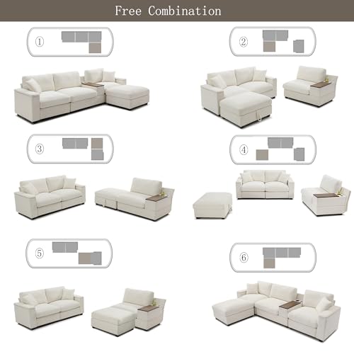 Modular Sectional Sofa with Ottoman, U-Shaped Lounge Couch H930