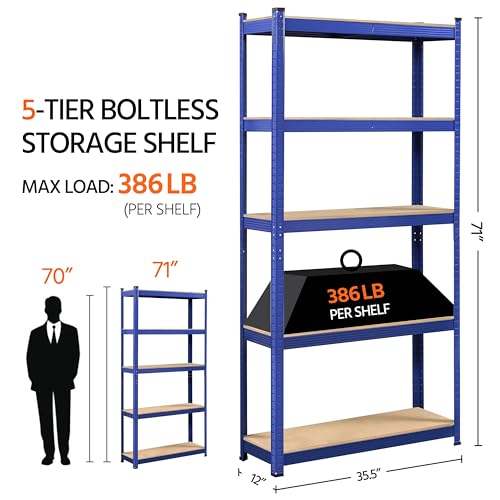 5-Tier Adjustable Metal Shelving Unit for Garage, Pantry, and Warehouse M7734