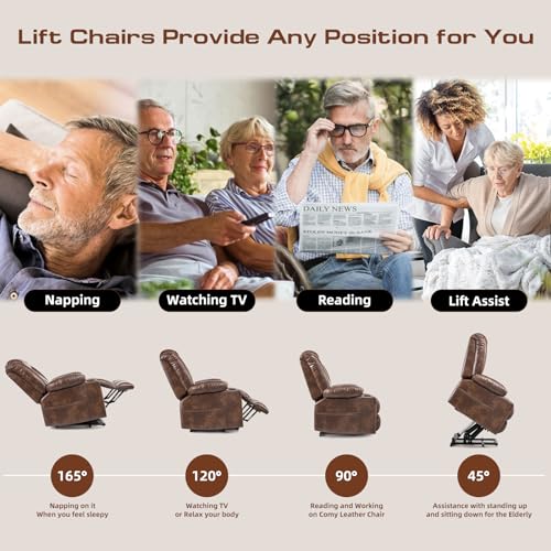 Power Lift Recliner Chair for Elderly with Heat and Massage, Adjustable Positions, Dark Brown P618617