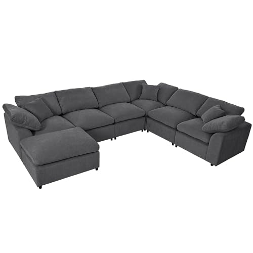 Modular Sectional Sofa with Ottoman, U-Shaped Lounge Couch H930