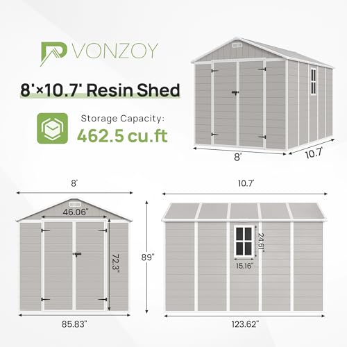 Outdoor Storage Shed with Floor, Lockable Door & Window, Waterproof Tool Shed M47080