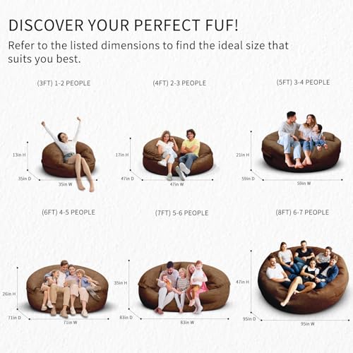 Bean Bag Chair for Adults 3FT, Soft Removable Cover, Light Gray X3039