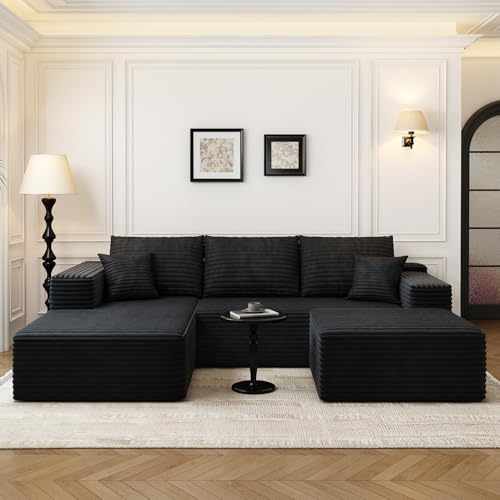 Modular Sectional Sofa with Ottoman, U-Shaped Deep Seat Couch for Living Room O870