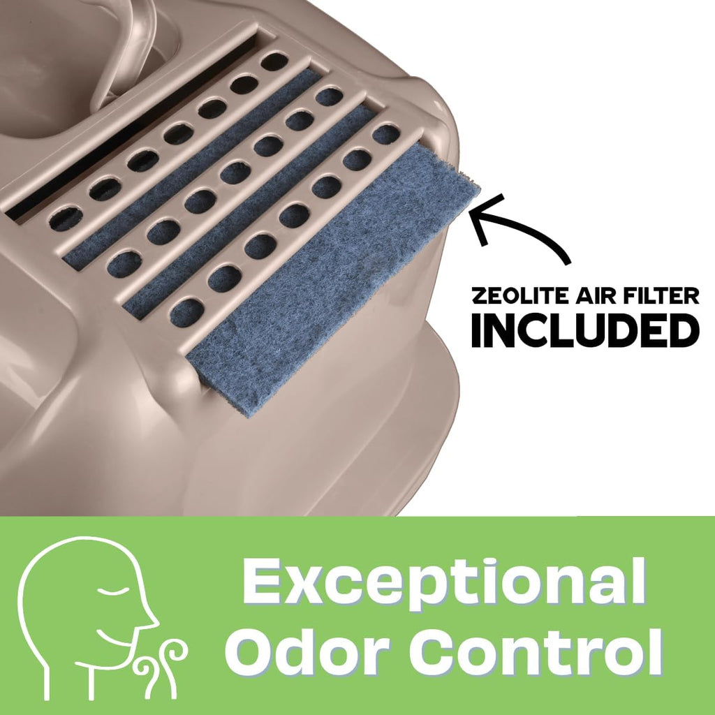 Enclosed Sifting Cat Pan with Odor Control Door, Large, Beige A134447