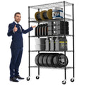 Heavy Duty 6-Tier Storage Shelves with Wheels, Adjustable Metal Wire Rack E412