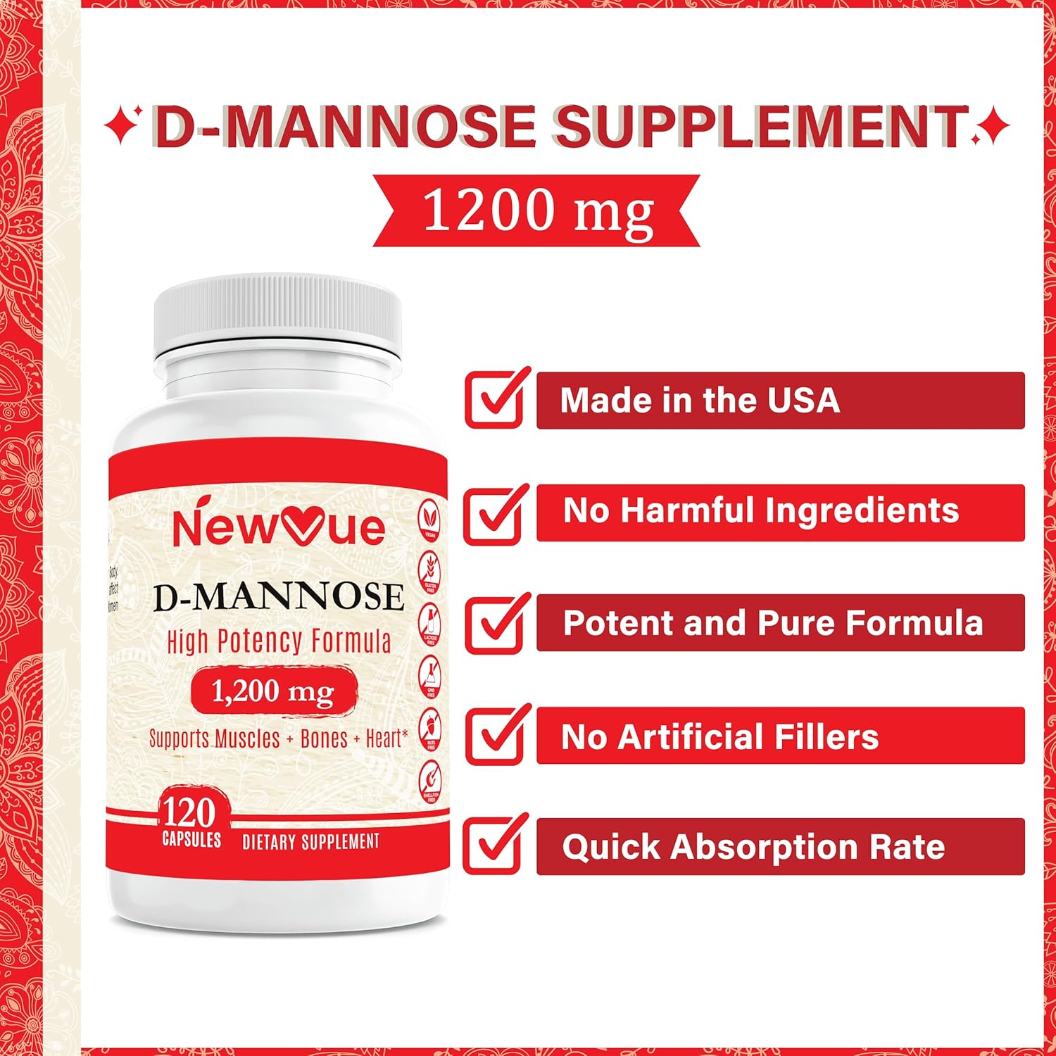 D-Mannose 1,200 mg Urinary Tract Health, 120 Veggie Capsules B13915