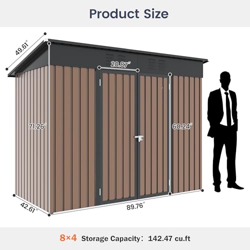 Outdoor Storage Shed 6 x 6 FT Resin Garden Shed with Lockable Door U891