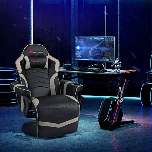 Massage Gaming Chair with Adjustable Backrest and Footrest G669073