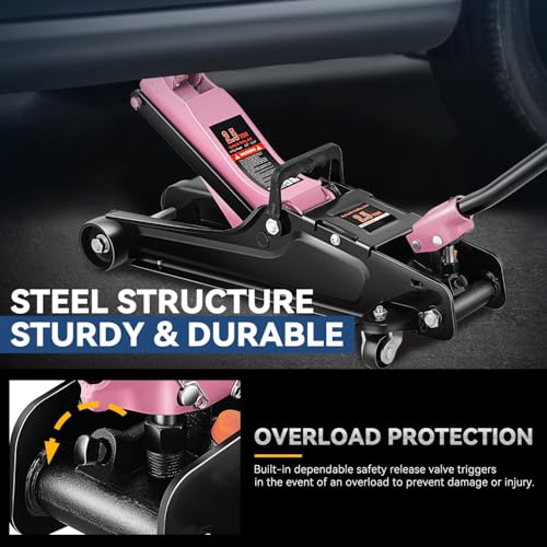 4 Ton Low Profile Floor Jack, Heavy Duty Steel Hydraulic with Dual Pistons Quick Lift Pump P3195