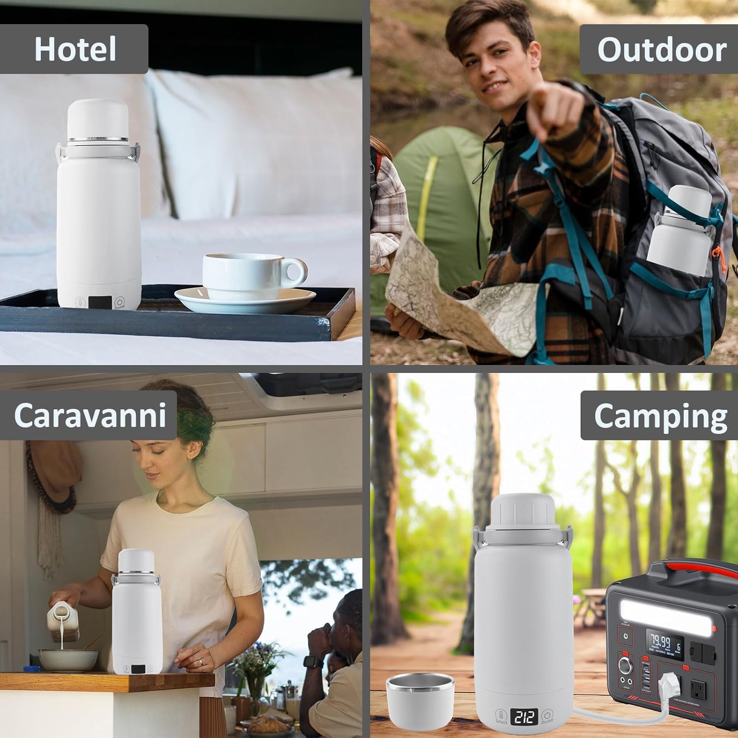 Portable Travel Electric Kettle, 1L with Temperature Control and LCD Display W744709