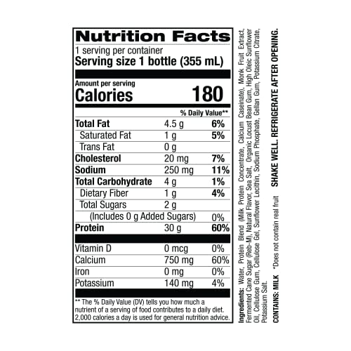 Grass Fed Protein Shakes, No Added Sugar, Keto Friendly, Ready to Drink 12 Fl Oz (Pack of 12) G676883